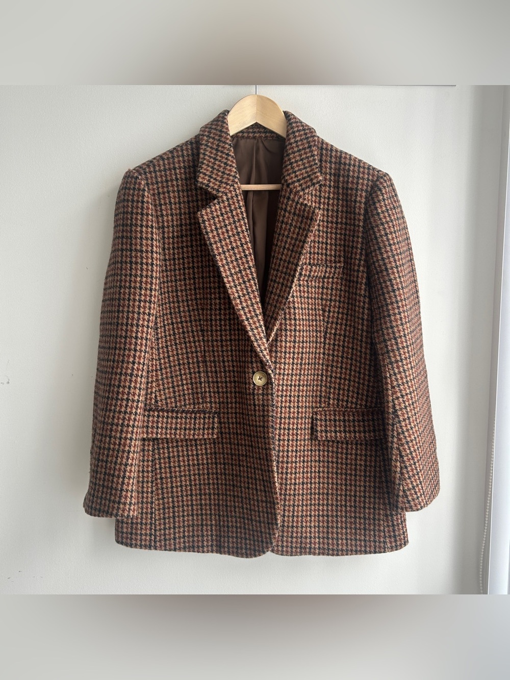 Vintage Brown Multi Houndstooth Blazer Jacket